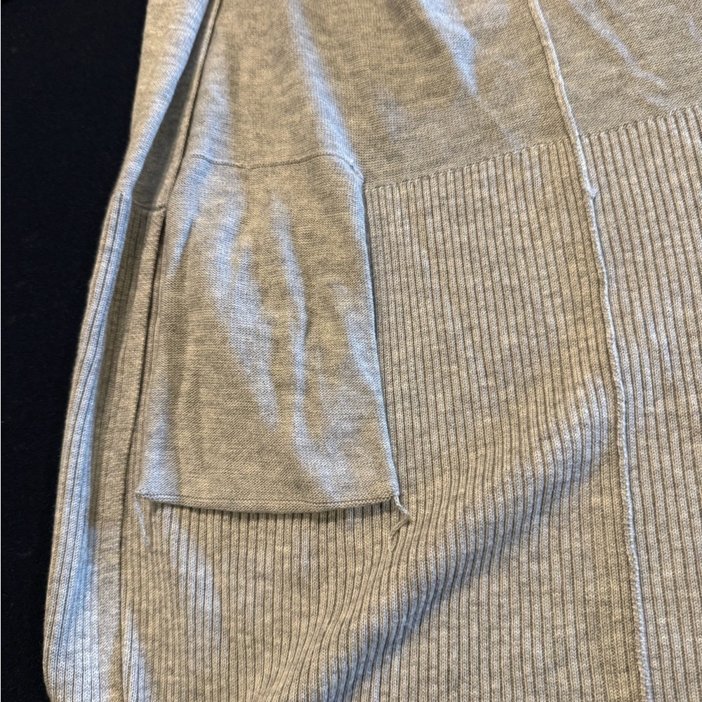 Light Gray Open Front Long 5% Cashmere Cardigan Sz S - Picture 4 of 15